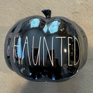Rae Dunn Shiny “Haunted” Black Pumpkin Decor